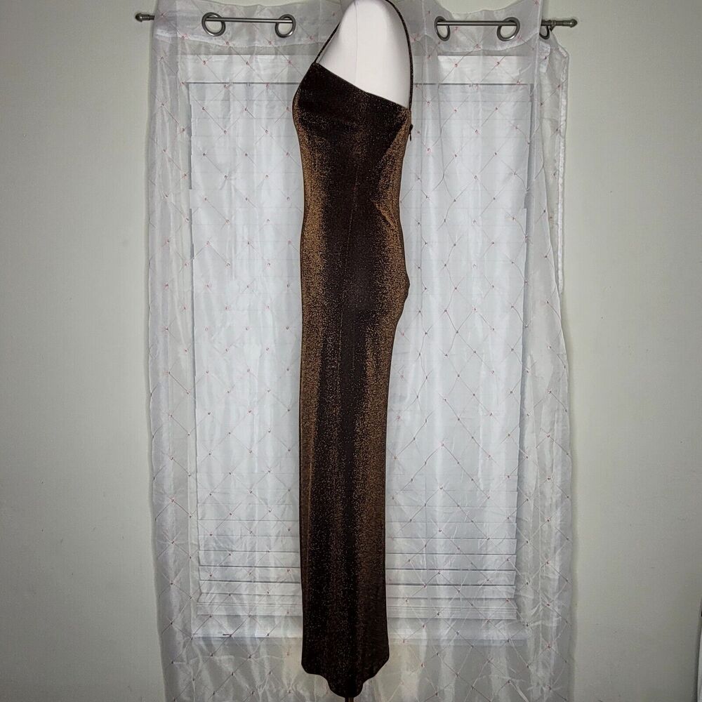 Vtg Betsy & Adam Sz 6 Copper Brown Dark Romance Vampy Maxi Party Prom Dress - Picture 2 of 8